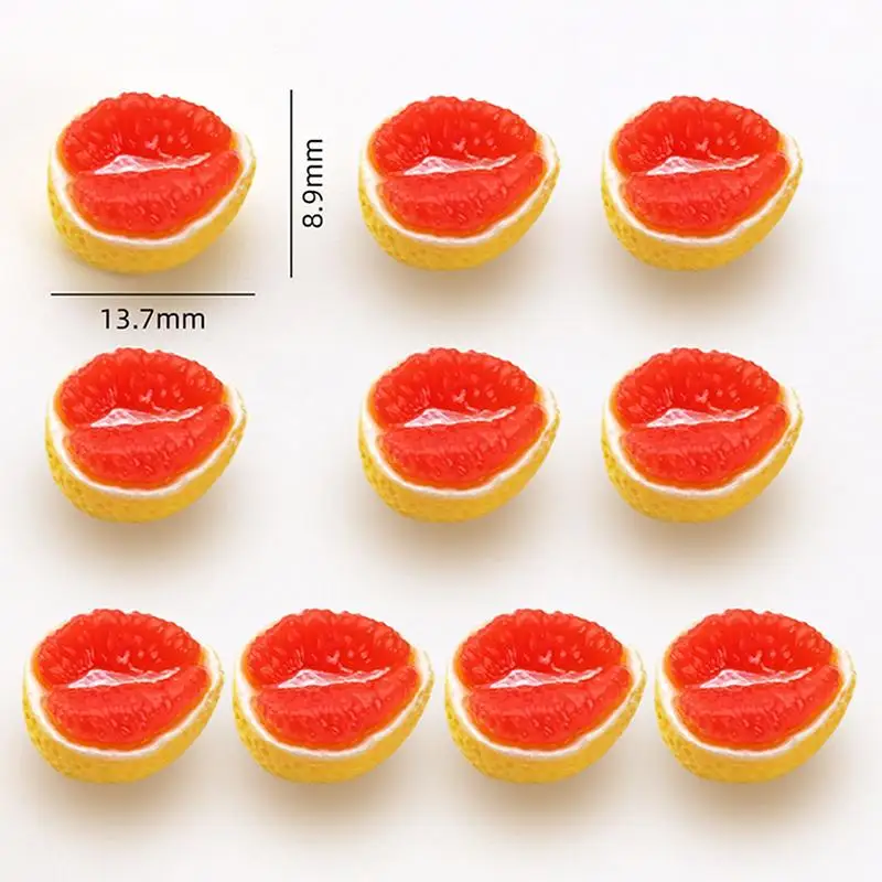 10pcs DIY Handmade Jewelry Doll Accessories Desktop Decoration Mini Fruit Half Cut Grapefruit Kiwi Papaya Model Resin Miniatures