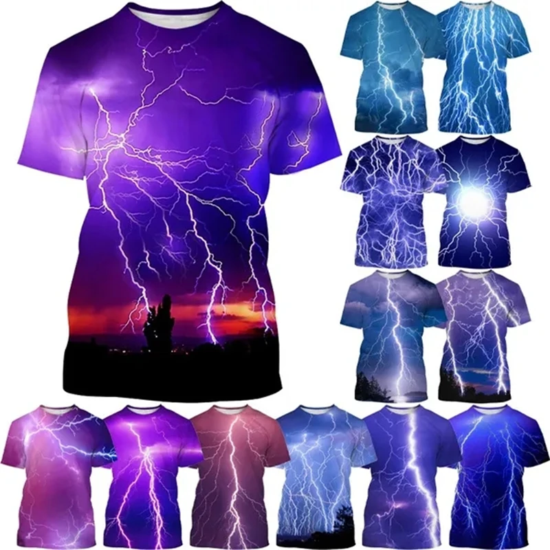 

New Lightning 3D Electric MenWomen Fashion Casual T-Shirt Swirl Pattern Personality Round Neck Short Sleeve T-Shirts Tops XS-4XL