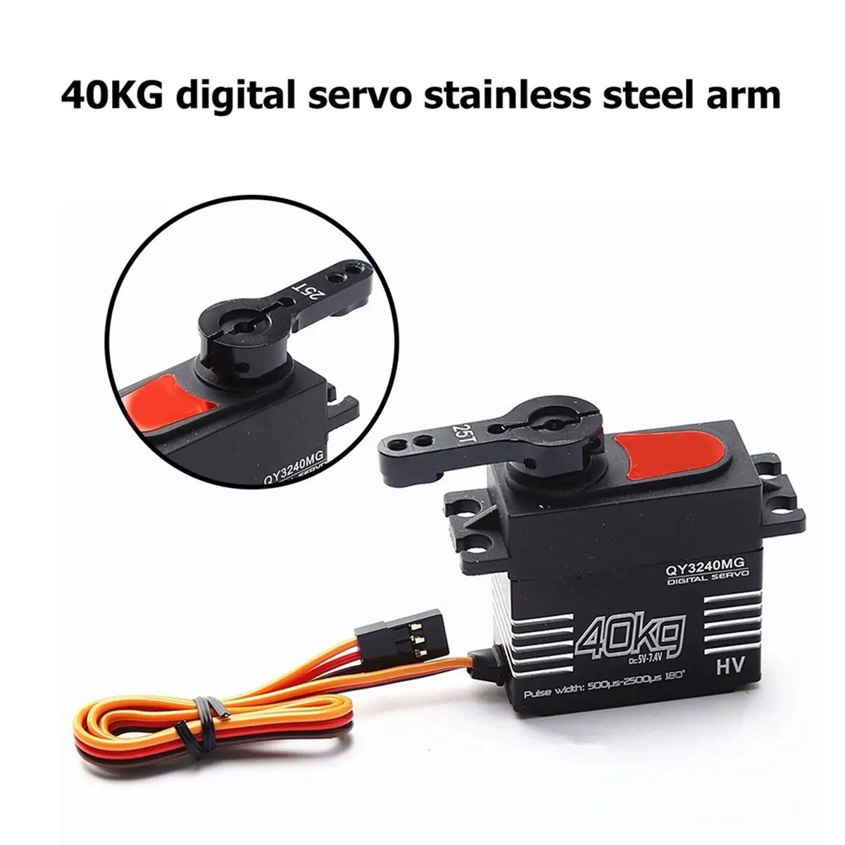 New Electronics 40KG Waterproof High-Speed Digital Servo High Torque Metal Gear with 25T Servo Arm Digital Servo Kit for 1/8 1/1