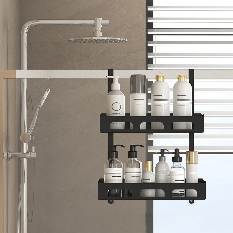 

Bathroom door rear shelf hanging basket free of punching Door rear hanger Multi-layer storage rack Multifunctional shower