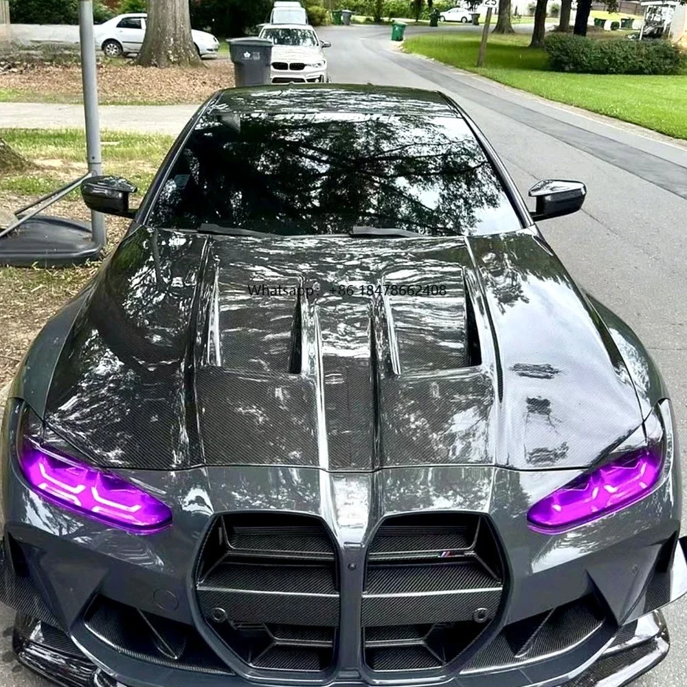 Dry Carbon Fiber Front Engine Hood Car Accessories Auto Body Systems Engine Vented Hood Bonnet for M4 G82 M3 G80