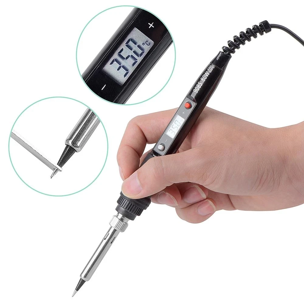 JCD Electric Soldering Iron LCD  Digital Display 80W Adjustable Temperature Soldering Iiron Tip 220V/110V Soldering Tool 908S