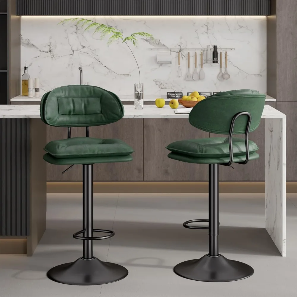 Bar Stools Set of 2,Modern Adjustable Swivel Counter Height Barstools for Kitchen Island,Double-Layer Upholstered Bar Chairs