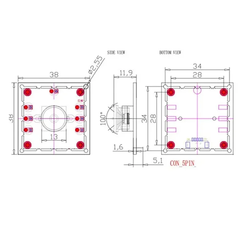 AB15-New 3 قطعة 100 درجة وحدة الكاميرا 1MP OV9732 1280X720 USB سائق مجاني التركيز اليدوي مع كابل 3 + 2 متر ل Winxp/7/8/10