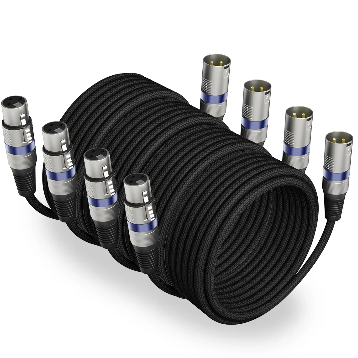 XLR To XLR Mic Cable 4-Pack 3-Pin XLR Male To Female Balanced Microphone Cable for Amplifier Mixer Speaker Recording Studio Etc