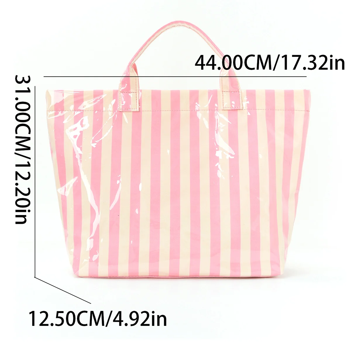 1pc Vertical Stripe Tote Bag, Large Capacity Lightweight Design, Daily Commute Shopping Storage Bag, with Soft-Touch Handle