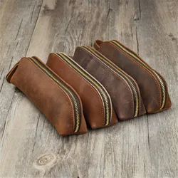Genuine Leather Glasses Bag Glasses Protective Case Cover Women Men Portable Zipper Sunglasses Reading Eyeglasses Eyewear Box
