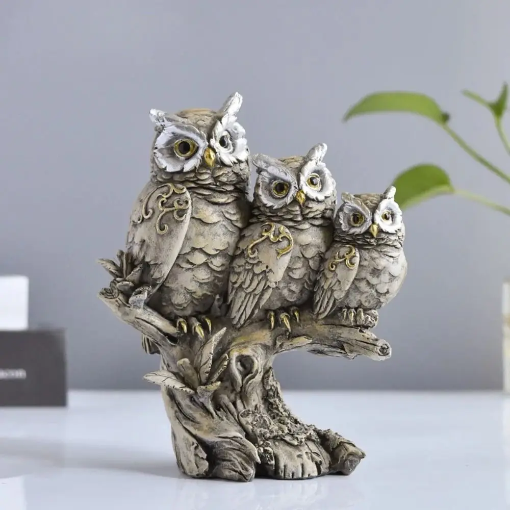 Owl Figurines Creative Tabletop Ornament Owl Sculpture Owl Statue for Office Cabinet Bedroom Living Room Table Centerpiece Decor