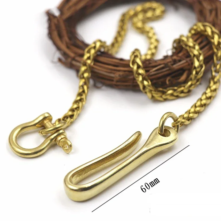 6MM * 45CM Solide Messing Hosen Jeans Brieftasche Kette Keychain Metall Schnalle Clips Snap Haken Gürtel Ketten DIY nähen Zubehör KY402