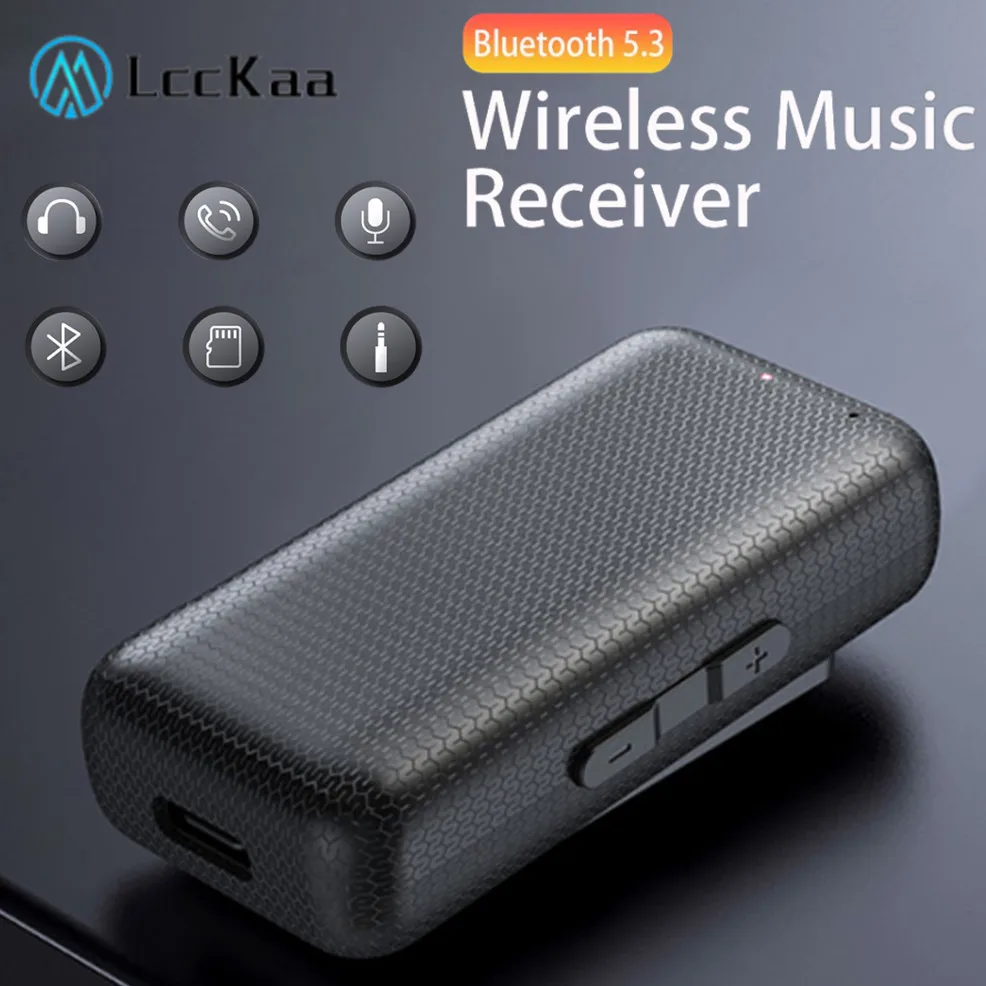 LccKaa Adapter Bluetooth 5.3 3,5 mm gniazdo AUX Bezprzewodowy odbiornik Bluetooth Adapter do głośników samochodowych Bezprzewodowy odbiornik muzyczny audio