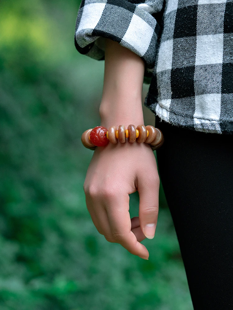 Natural Blood Material Bone Bracelet Fashion Tibetan Ancient Style Bracelet Male Senior Sense Female Male Buddhist Beads Niche