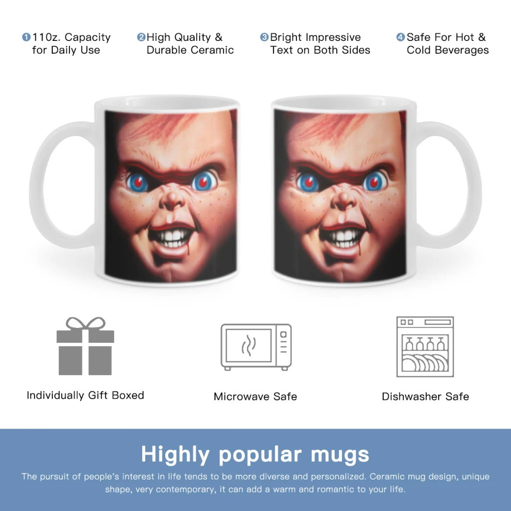 Horror Movie Chucky Child's Play Free shipping Ceramic Cup Coffee Oatmeal Breakfast Cup Creative Personality Mug