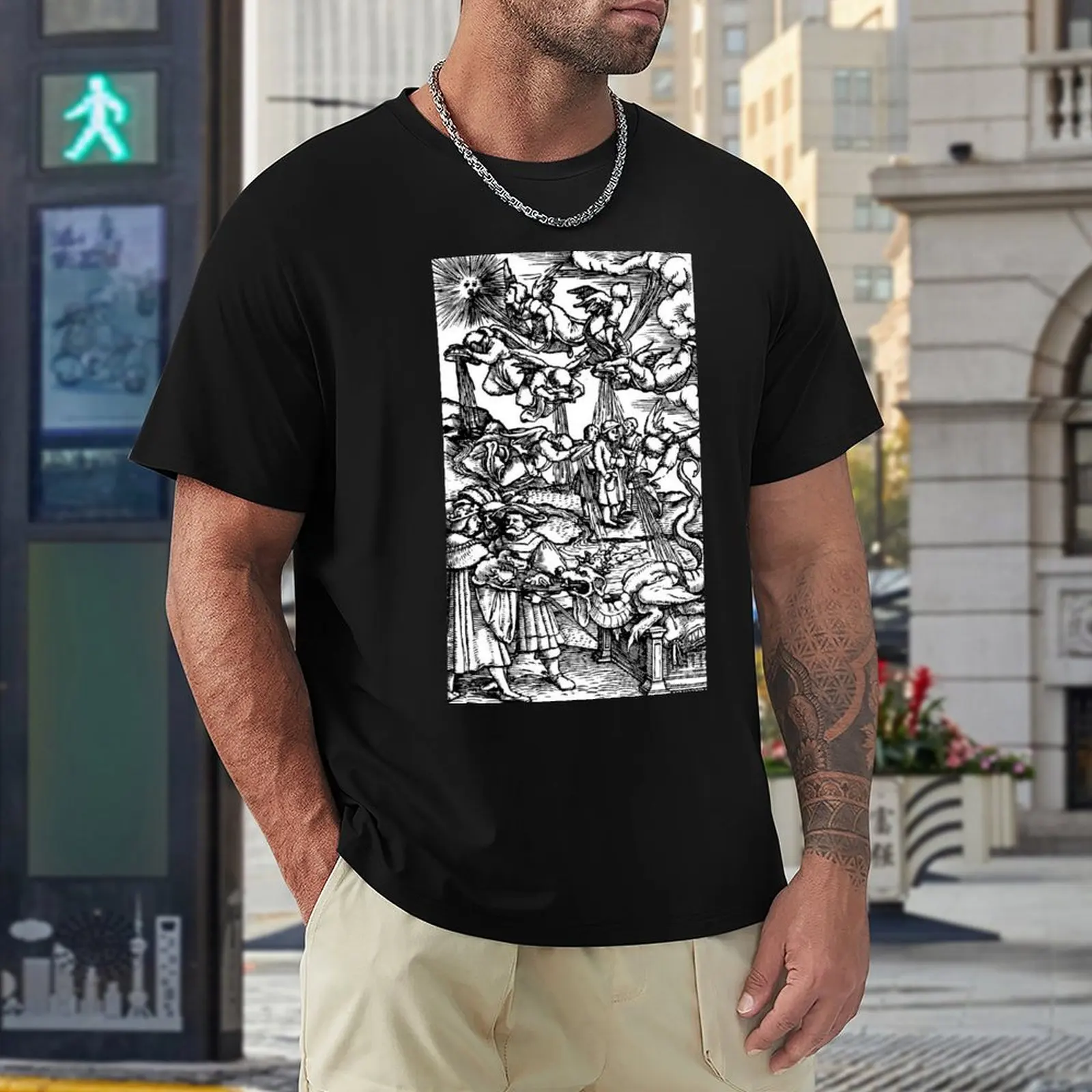 Harajuku Apocalyptic Illustration No.15 The Seven Angels Pour T-shirt  Campaign Tees Novelty Sarcastic Aactivity Competition USA