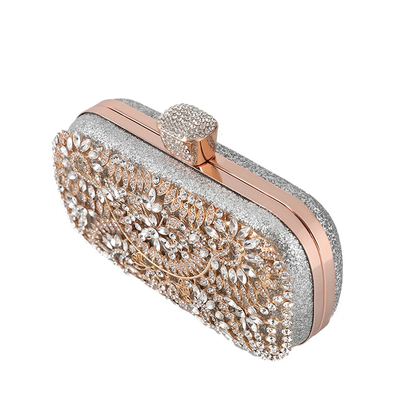 2023 Diamond Evening Clutch Bag For Women Wedding Gold Clutches Purse Chain Shoulder Bag Small Party Handbag With Metal Handle