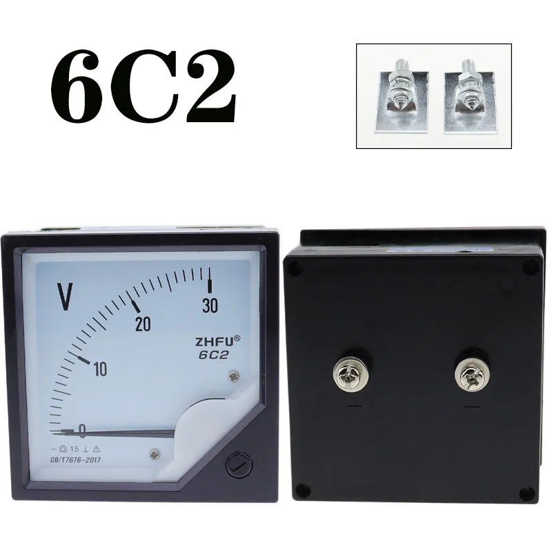 DC Analog Pointer Meter 5V 10V 15V 30V 75V 100V 150V 300V 500V 750V 1000V Square 6C2-V 80*80mm Voltmeter