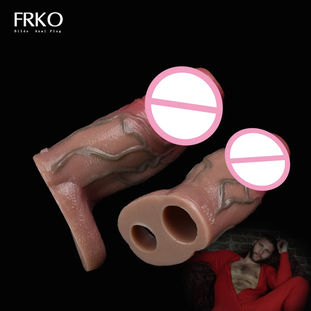 

FRKO Real Penis Sleeve Cock Sheath Soft Silicone Dildo Enlargement Extender Delay Ejaculation Adult Supplies Sex Tooys For Men