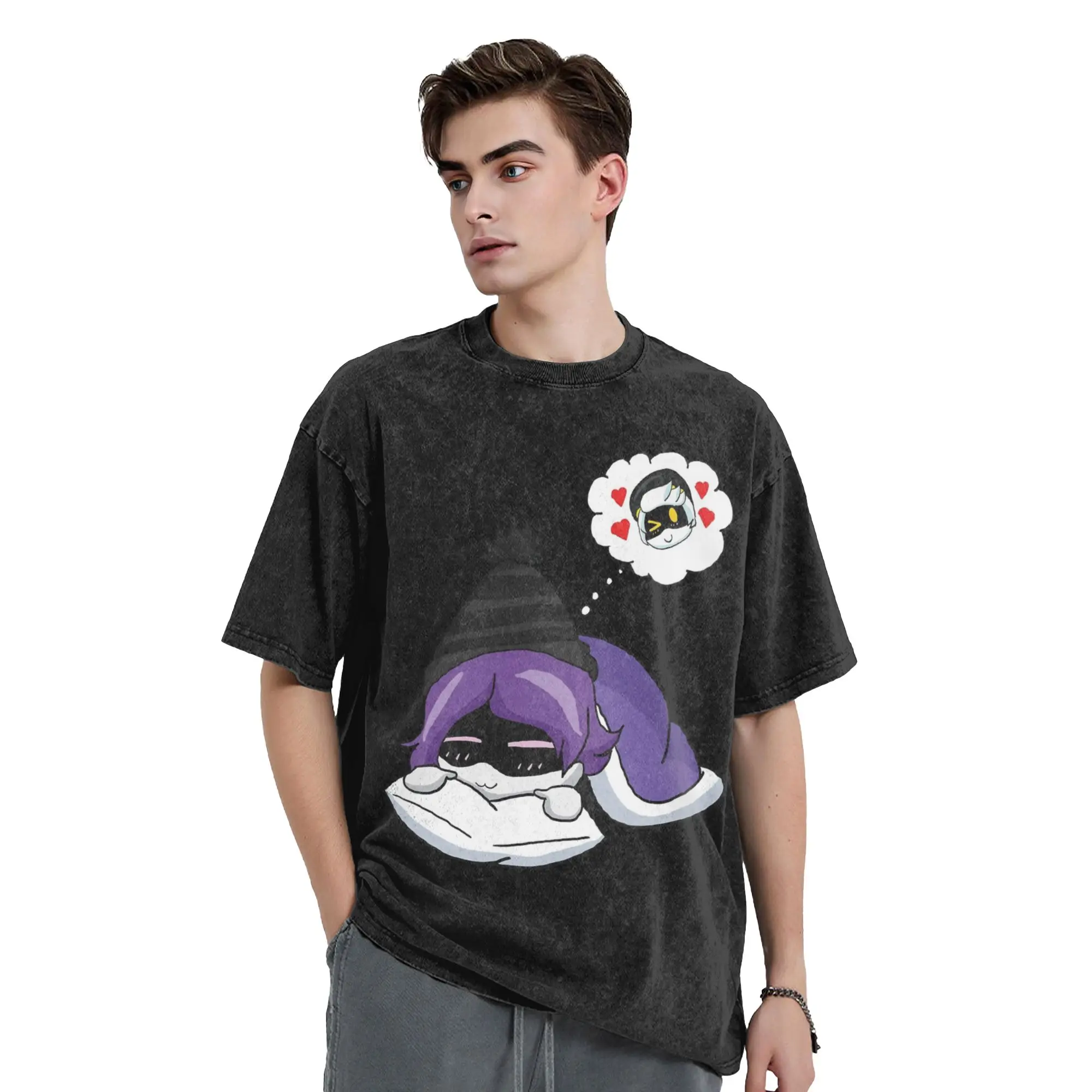 Murders Drones N and Uzi Washed T Shirts Streetwear  Vintage T-Shirt  Tees Men Women Short Sleeve High Street Graphic Printed