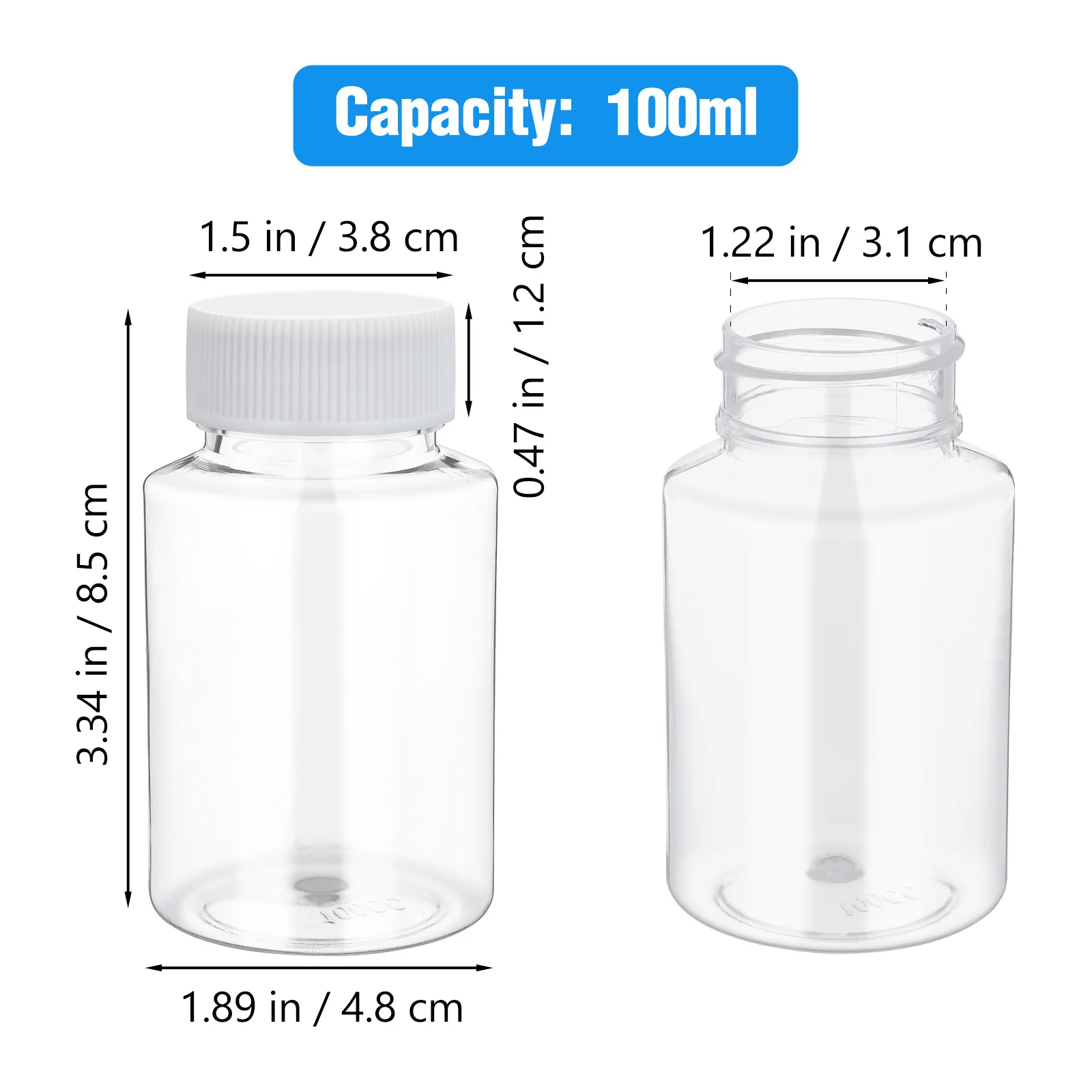 6pcs Oil Sample Bottle 100Ml Transparent Sampling Vials For Lab Storage Reagent Bottles With Caps Empty Chemical Sample Vial