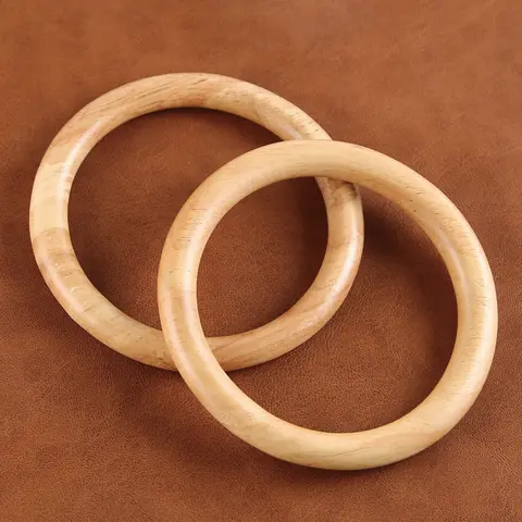 10Pcs Round Handcrafted Nature Wooden Handle Bag Handle Replacement For DIY Making Purse Handbag Circle Handle Bags Accessories
