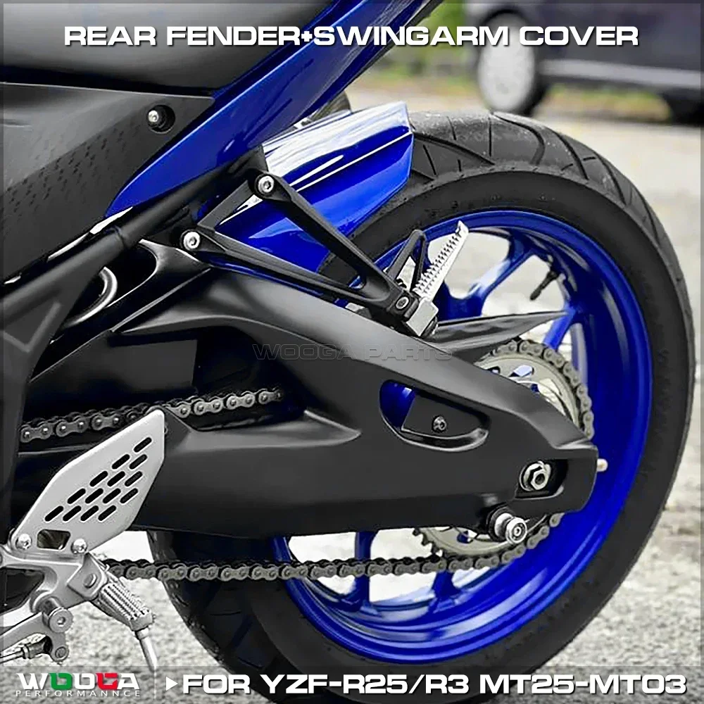 Motorcycle Accessories for Yamaha R3 R25 MT03 MT25 2014-2023 Modified Enlarged Rear Rocker Arm Cover Rear Fender Rear Flat Fork