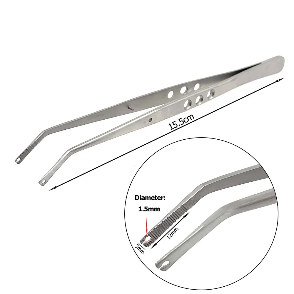 

Versatile Stainless Steel Dental Forceps Serrated Tip for Surgical Stitching Cotton Dressing Dental Tool