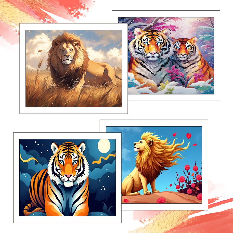 

RUOPOTY Painting By Number Adults New Tiger Lion Diy Crafts Animals Acrylic Paints 40X50cm Coloring By Numbers Original Gifts