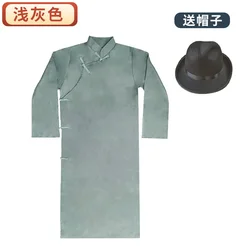 Cotton Linen Gown Chinese Style Gown Traditional Men's Uniform Solid Color Stage Costume Chinese Tunic Suit