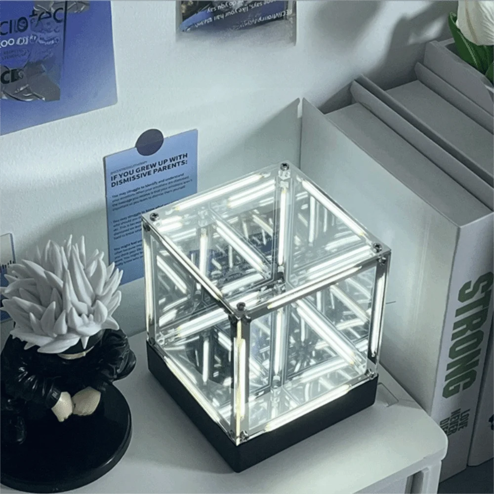 Maglev Technology Electronic Game Desktop Light LED Lighting Transparent Cube Technology Atmosphere Light Place Ornaments