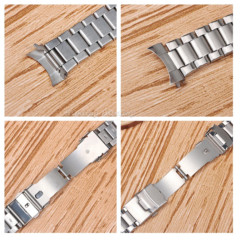 Ремешок из нержавеющей стали 22 мм для Rolex для Seiko, плоский браслет с изогнутым концом, металлический спортивный браслет, универсальный сменный браслет