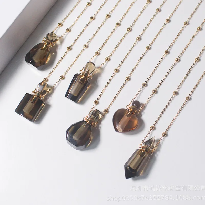 luck-bracelet-hand-string-hongfengtang-tea-brown-crystal-necklace-women's-fragrance-pendant-hollow-perfume-essential-oil-bottled