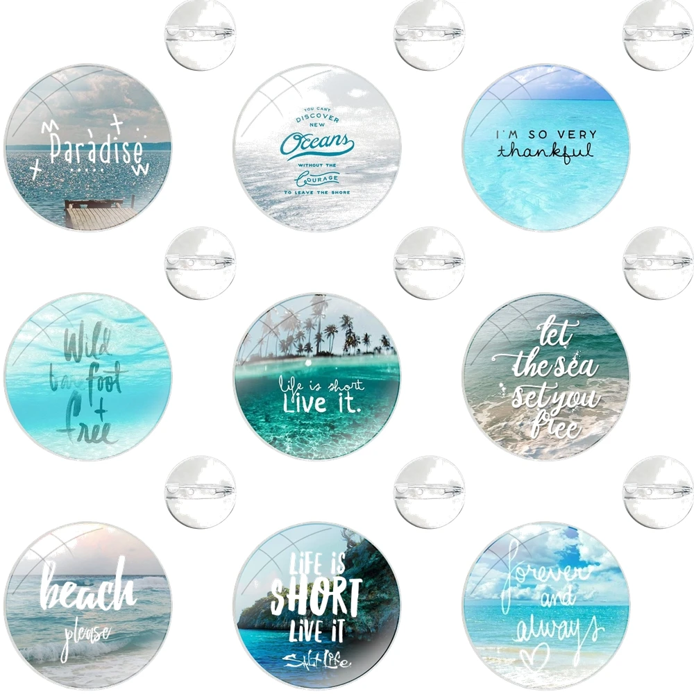 Pin Icons Brooch Jewelry Accessories Paradise Beach Summer Quote