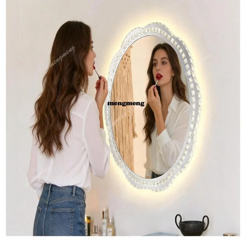 Bedroom vanity mirror round crystal single-sided vanity mirror fill light beauty mirrora139