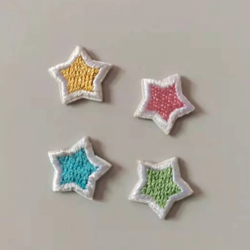 High Quality Self-adhesive 10pc Cartoon Small Embroidery Star Patches for Kids Clothing No Iron on Clothes Sticker Fusible Patch