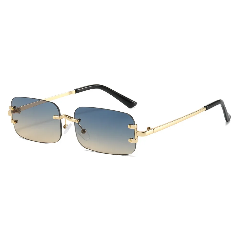 Rimless Square Sunglasses Women Men Luxury Brand Designer Glasses Popular Travel Driving Metal Sun Glasses Shade Eyewear view 3