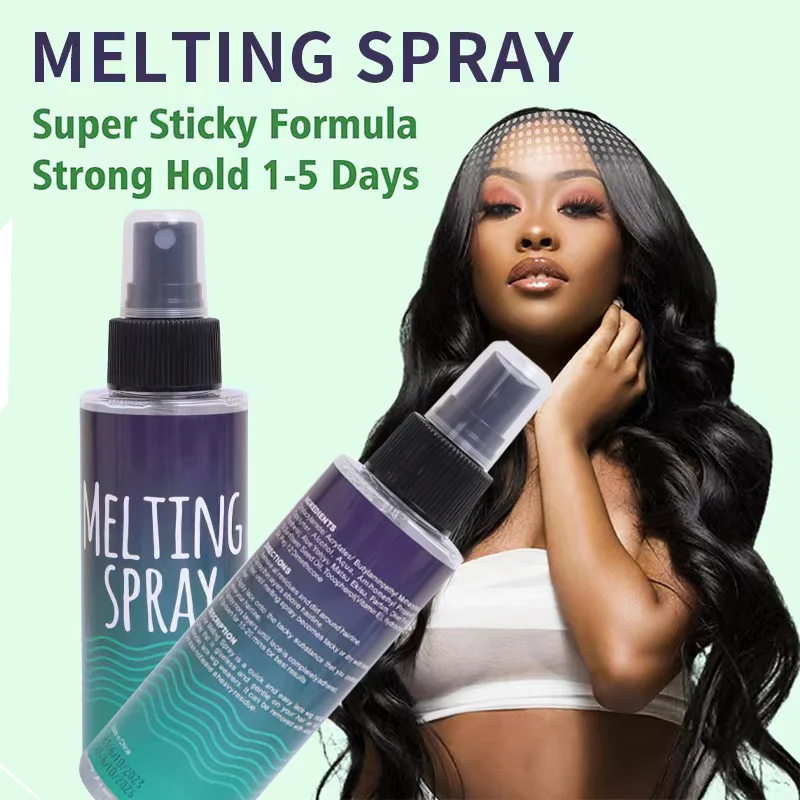 Natural Look Melting Spray For Lace Wigs Edges 10Pcs Logo Customize Lace Melt Hold Spray Wig Install Glue Spray Easy To Use