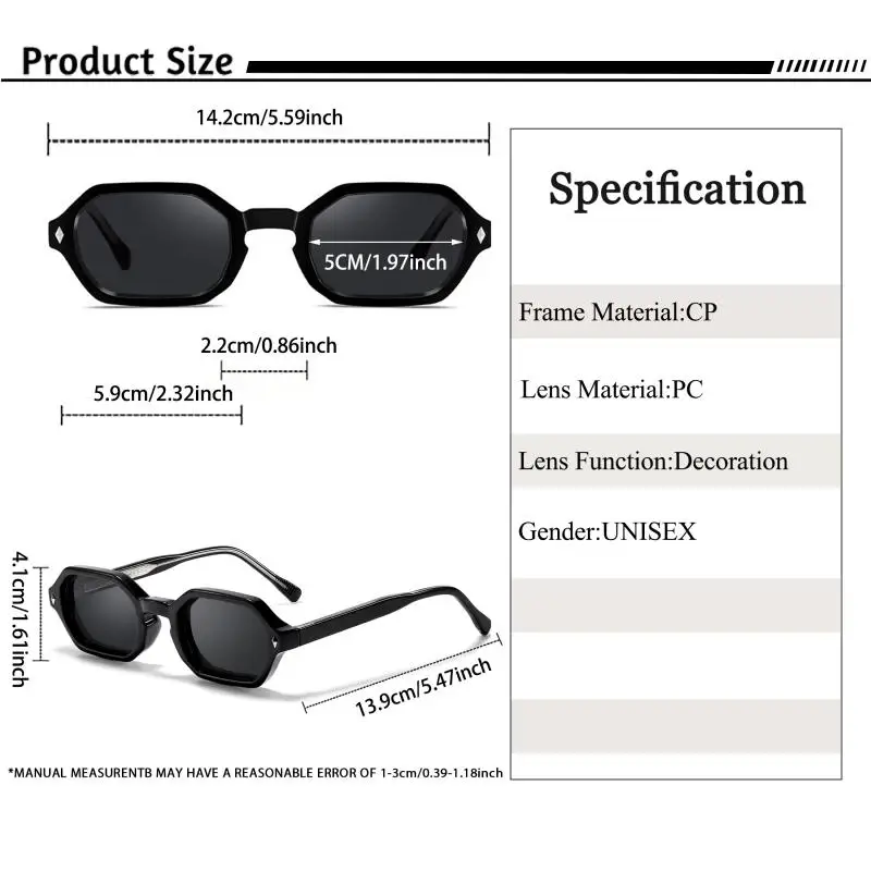 CATERSIDE Polygon-Sonnenbrille, modische Herren-Sonnenbrille mit kleinem Rahmen und Farbverlaufsgläsern für Sommer-Strandpartys, ideale Wahl für Geschenke – Detail 5