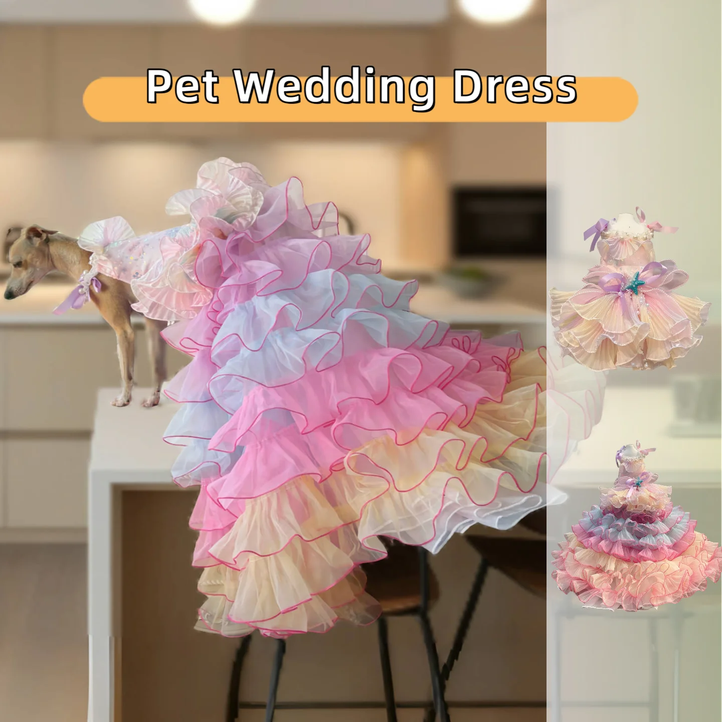 

High-end Luxury Puppy Photography Skirt Pet Dog Clothes Handmade Roseflower Lace Long Tail Princess Dress For Small Medium Dogs