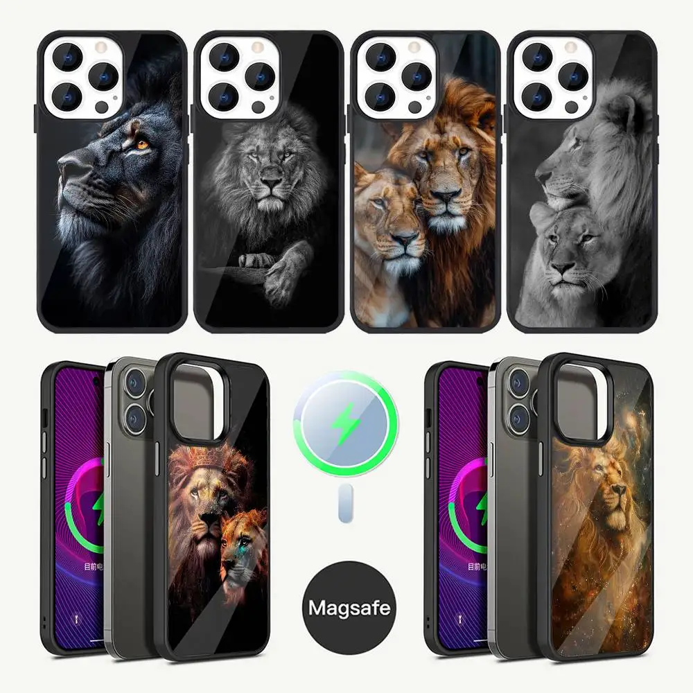 

Чехол для телефона Lion для iPhone 17,16,15,14,13,12,11,Plus,Pro, Max Mini Magsafe с магнитной беспроводной зарядкой