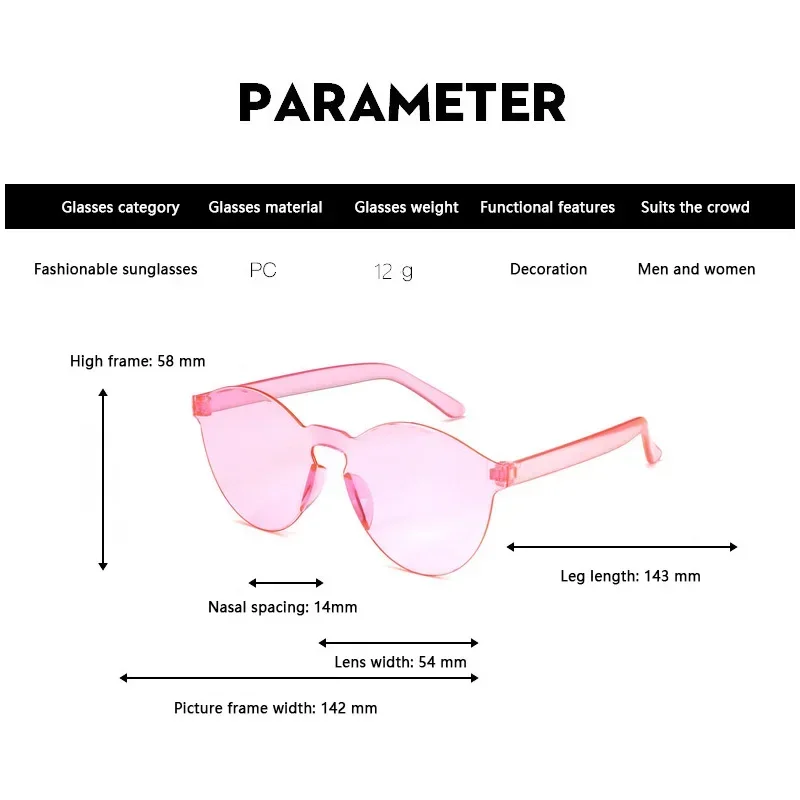 Frameless One-Piece Jelly Transparent Sunglasses European And American Candy-Colored Sunglasses All-In-One Color