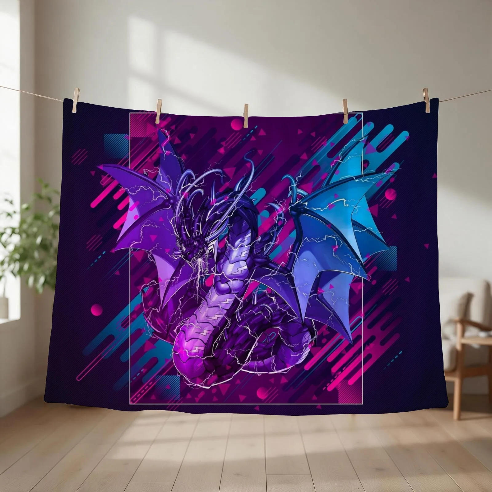 Thunder Dragon Colossus *Modern Graphic Design* Throw Blanket couch cozy soft plush fuzzy picnic outdoor blanket