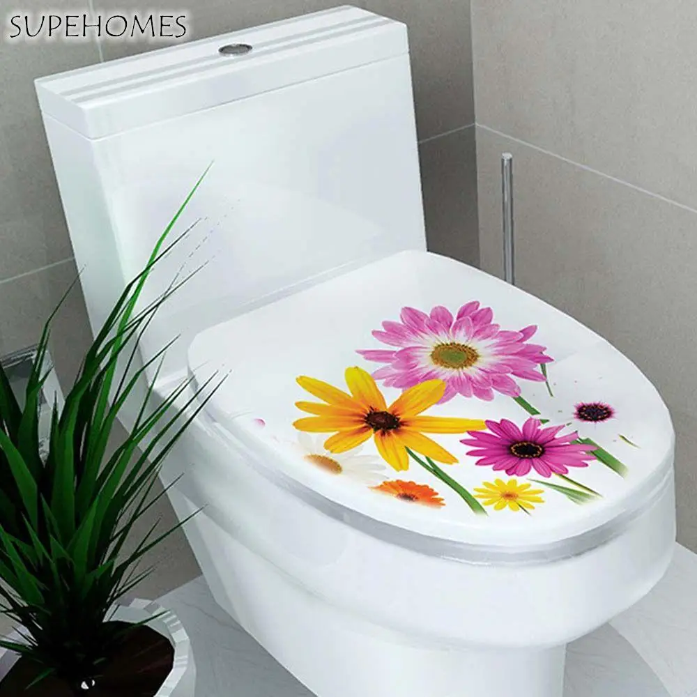 1PCS Toilet Seat Cover Sticker Simple Fresh Style Toilet Seat Cover Wall Sticker Vinyl Art Sticker Removable Home Decoration