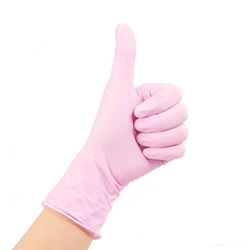20/50/100PCS Disposable Light Pink Nitrile Gloves Pet Bath Bathing Kitchen Cleaning Hygiene Embroidery Beauty Hairdressing Tools