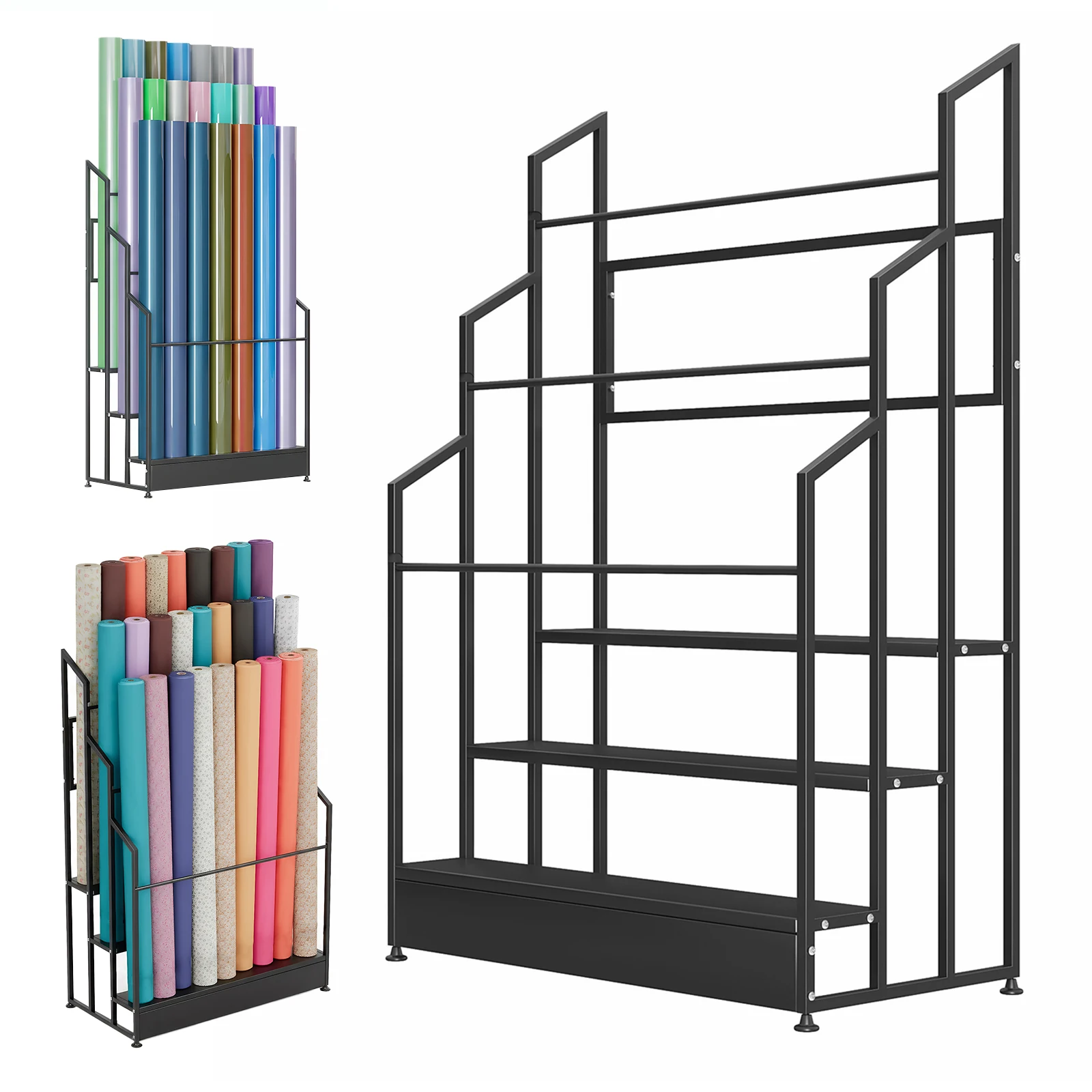 

Трехуровневая напольная стальная стойка-органайзер для виниловой пленки для оклейки автомобилей с регулируемыми направляющими для скатертей