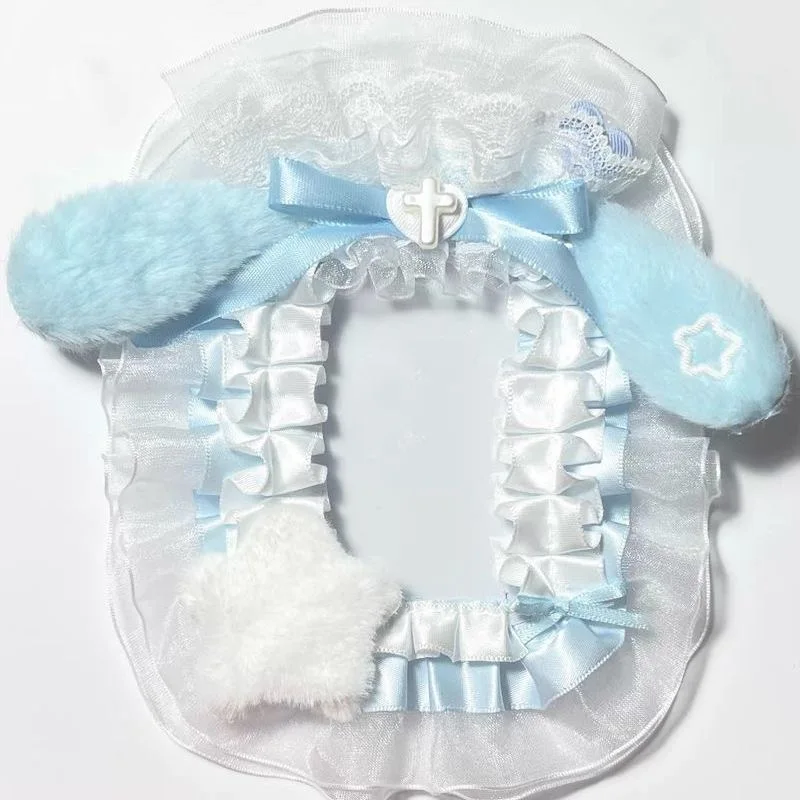 lace Photo Card Holder fluffy idol photo display lolita y2k accessories Card Holder Protector Kawaii Itabag decoration bow DIY