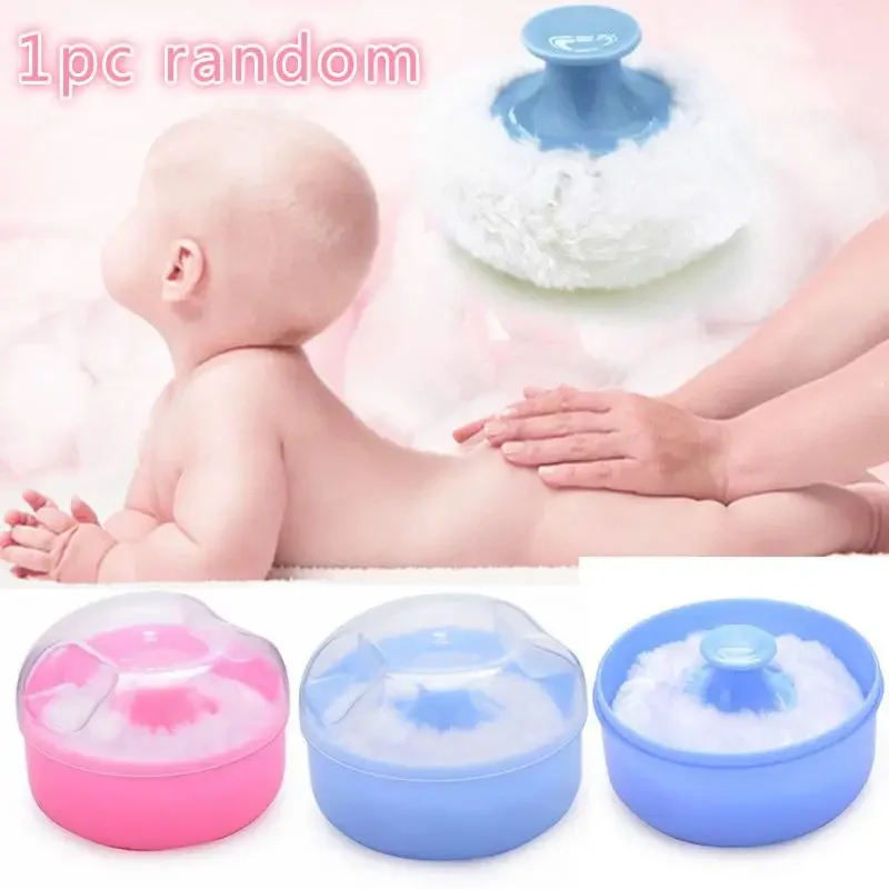 New High Quality Baby Soft Face Body Cosmetic Powder Puff Talcum  PP Box