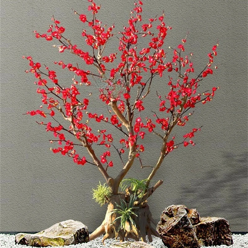 Simulation plum blossom tree plum tree fake tree living room tea  blossom red  pot