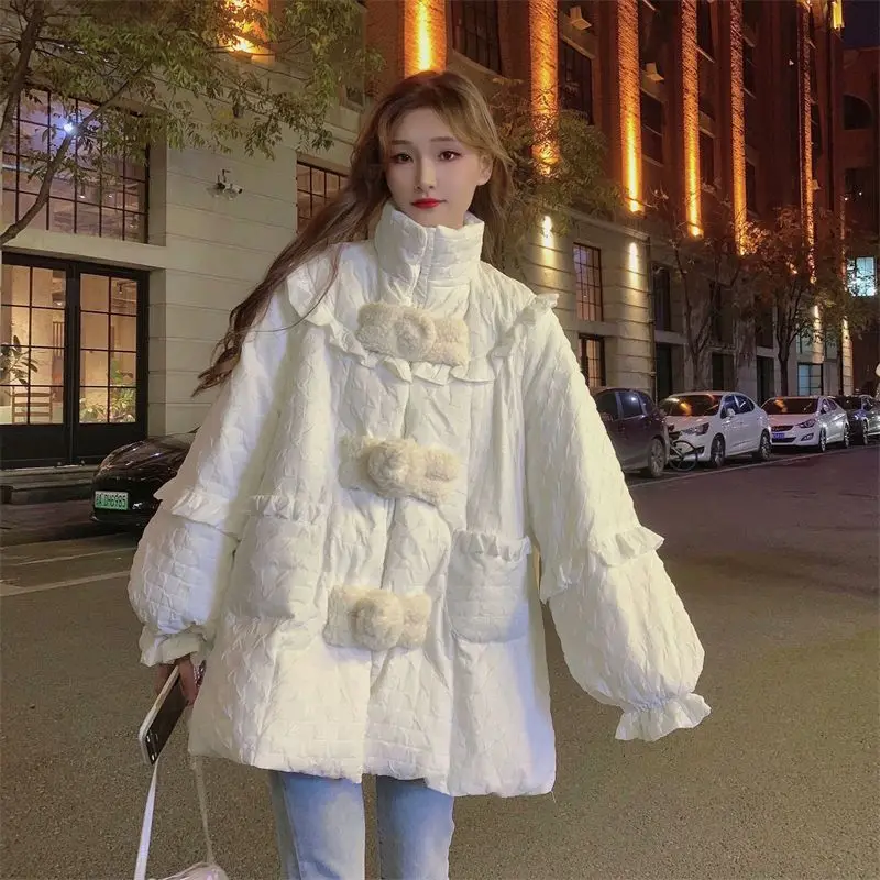 2023 New Women Down Cotton Coat Winter Jacket Female Mid Length Version Parkas Loose Thick Warm Outwear Sense of Design Overcoat