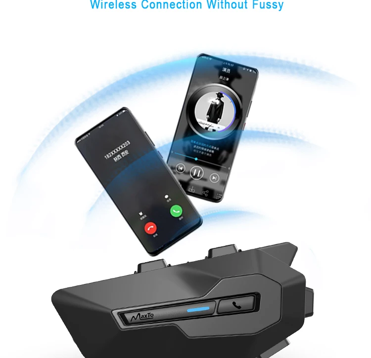 Fone de ouvido à prova d'água MaxTo X2 Interfone para capacete de motocicleta para 2 pilotos Interfone 800M