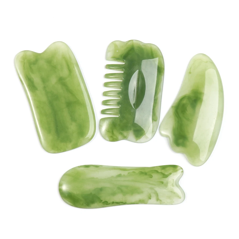 Portable Multi- shape Mixed Health Care Natural Resin Facial Relaxing Facial Massage Tool Gua Sha Board