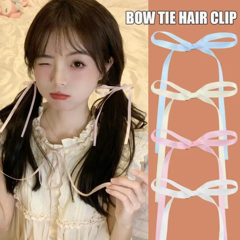 Bowknot Hair Clips Sweet Ballet Ribbon Colored Satin Hair Clips Spring Summer Girls Party Mini Grab Clips Hair Accessory Gifts